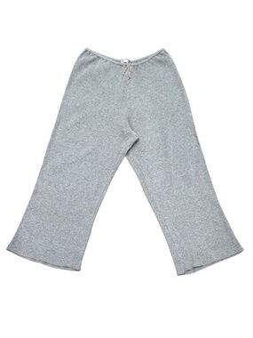 VINTAGE FITIGUES LIGHT GRAY WAFFLE KNIT WIDE LEG CROPPED PANTS